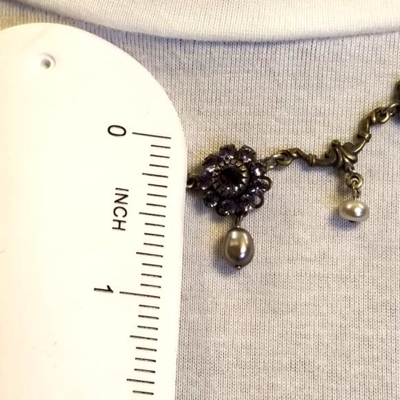 Liz Paiacios Purple Fresh Water Pearls Swarovski Crystals & Silver Necklace - Picture 4 of 9